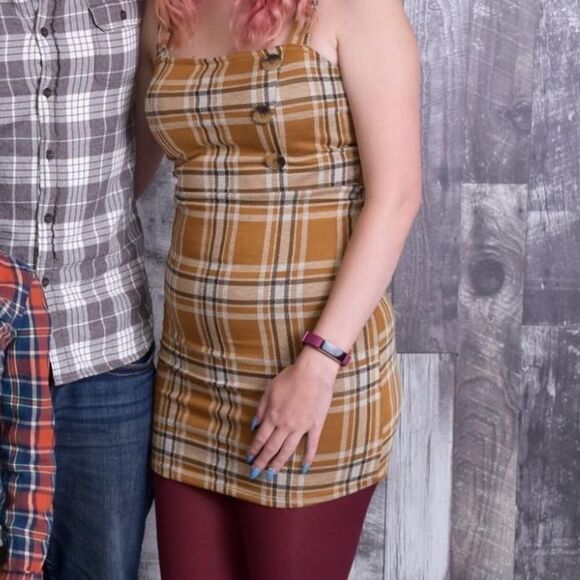 fall Plaid Mini Dress - Picture 2 of 5